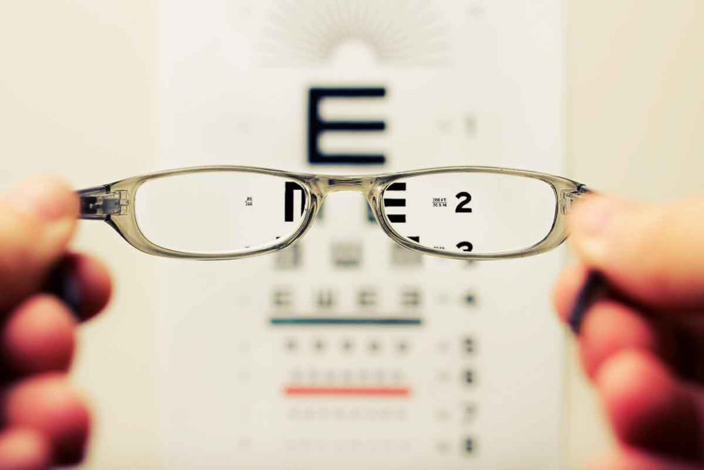 glasses with eye chart